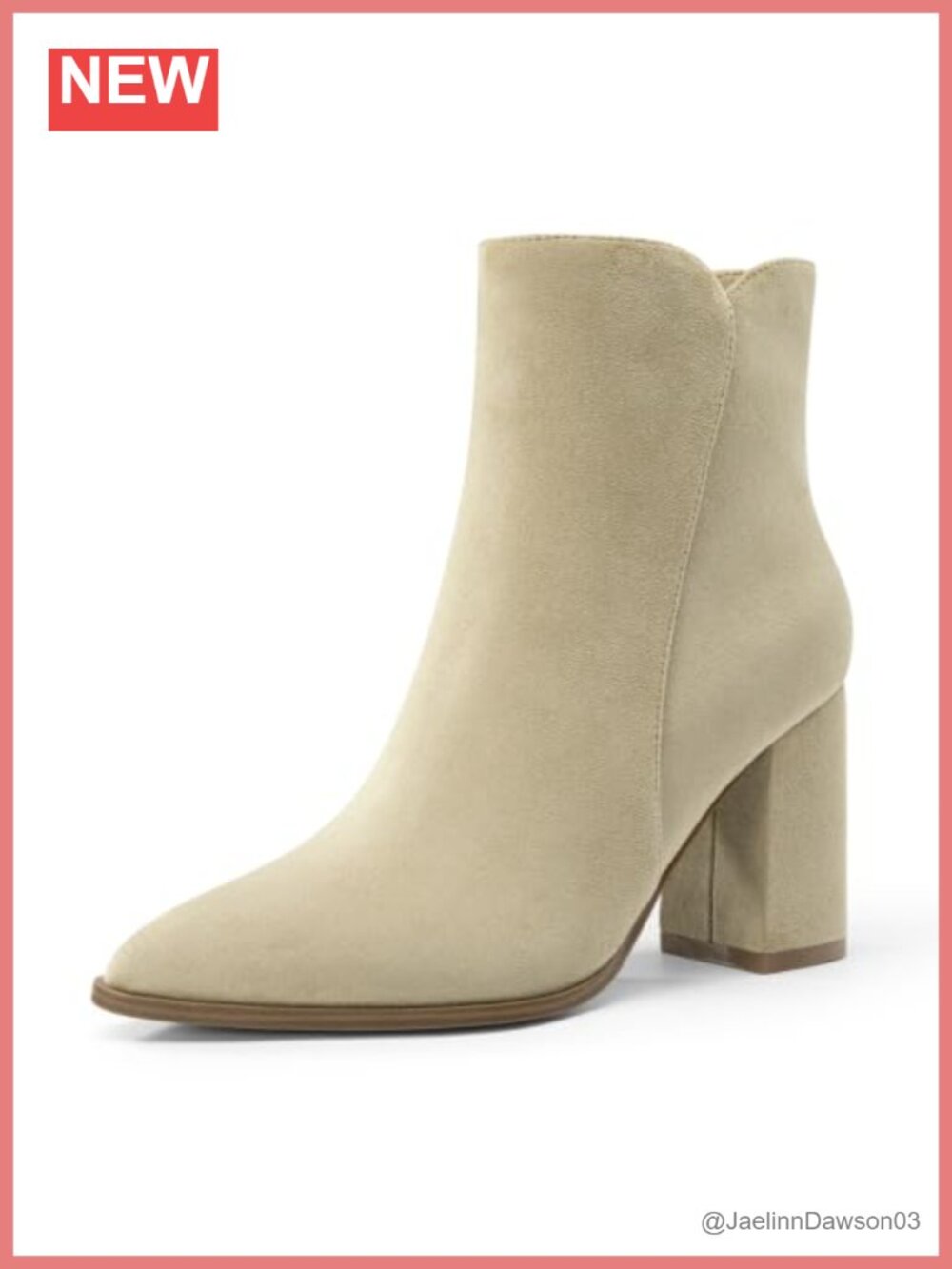 Womens Chunky Heel Pointed Toe Ankle Booties Side Zip Suede